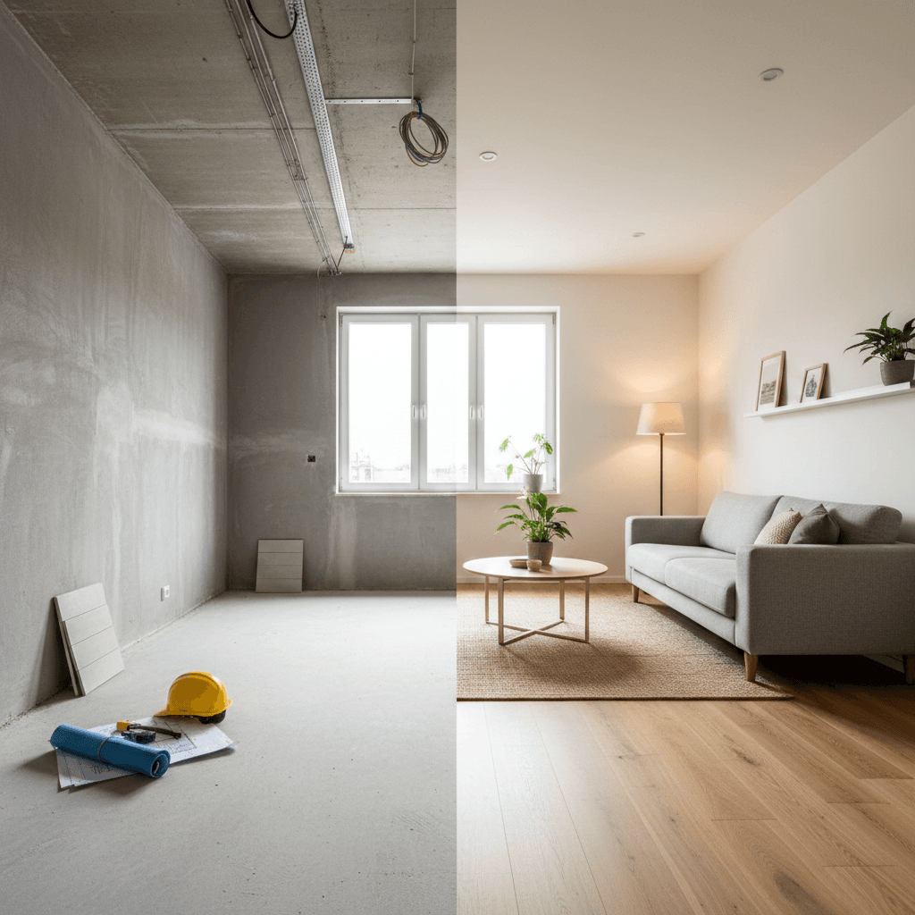 Home renovation journey from unfinished to fully designed